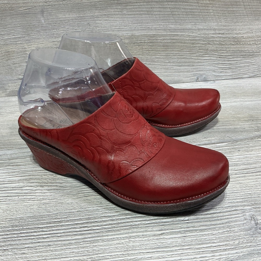 L'Artiste Spring Step Womens Dark Red Leather Mule Clogs Bande 37 EU US 6.5 / 7
